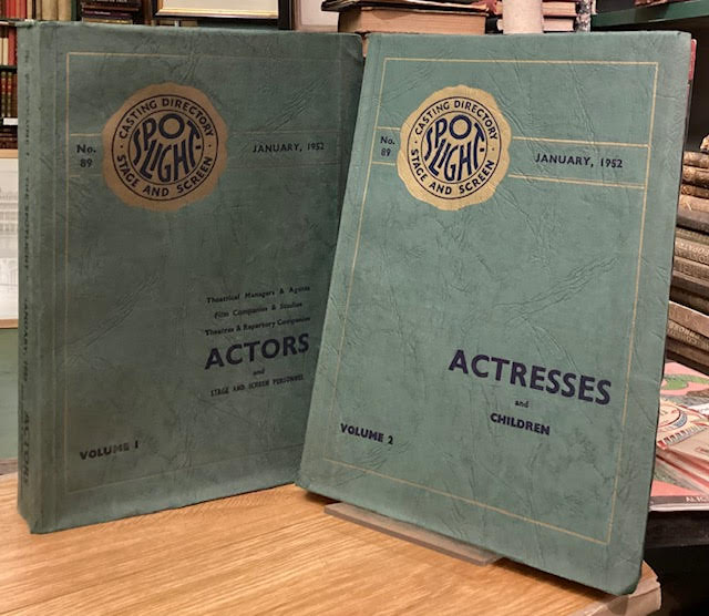 The Spotlight: Casting Directory for Stage and Screen. No. 89. January 1952. Volume 1: Actors and Stage & Screen Personnel; Volume 2: Actresses and Children.